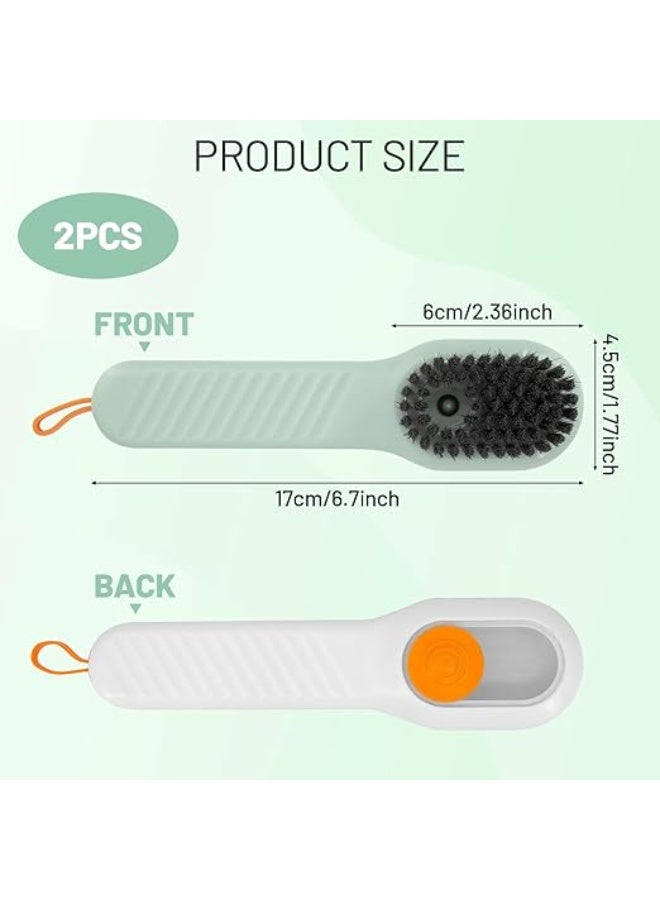 Two-piece shoe cleaning brush set with liquid dispenser for cleaning athletic shoes, sports shoes, and football boots, with handle and soft bristles for shoes, laundry, and bathroom use. - Image 3